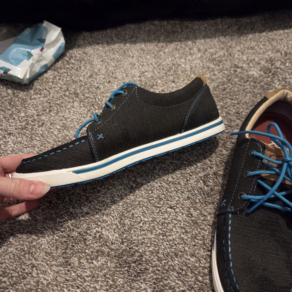 Womens Twisted X Boat Shoes with Blue Accents